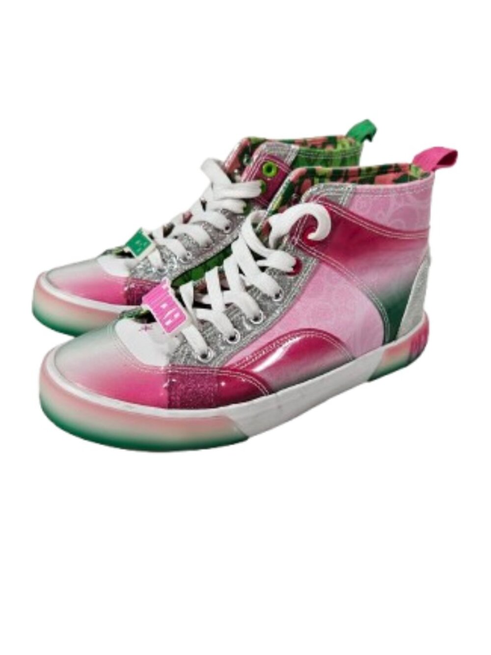 Ground Up Wicked Hi-Top Sneakers Women's Size 6 Green and Pink